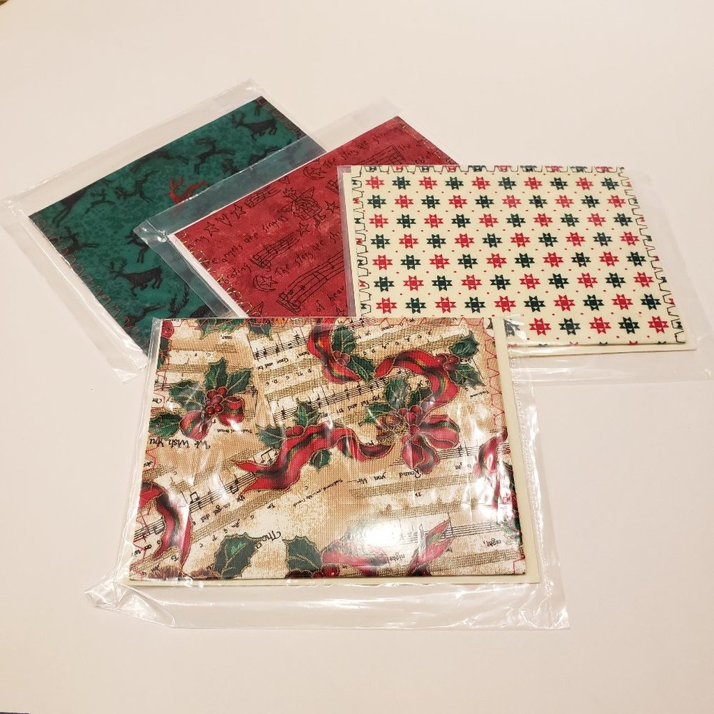 4 Fabric Christmas Cards